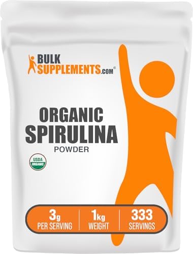 BulkSupplements.com Organic Spirulina Powder - Superfood, Green Spirulina Powder, Herbal Supplement - Vegan-Friendly, 3g per Serving, 500g (1.1 lbs) (Pack of 1)