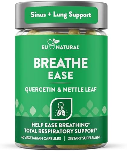 Breathe Inhaler Support Supplement - Sinus, Lungs, Open & Clear Airways - Seasonal Nasal Health, Bronchial Wellness, Healthy Chest - Quercetin, Vitamin D, Bromelain Pills - 60 Vegetarian Soft Capsules