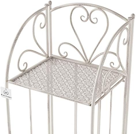 Plant Stand 3-Tier Vertical Shelf Indoor or Outdoor Folding Wrought Iron Home Garden Display with Laser Cut Shelves by Pure Garden (Antique White)