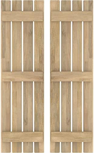 15 1/2"W x 72"H Americraft Four Board (3 Batten) Exterior Real Wood Spaced Board-n-Batten Shutters (Per Pair), Unfinished