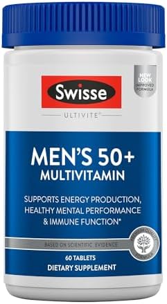 Swisse Ultivite Mens Daily Multivitamins | 50 Vitamins, Antioxidants and Minerals + Adaptogens | Energy, Stress & Immune Support | Mens Vitamins | 120 Tablets