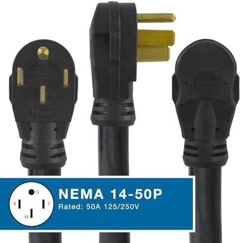 Conntek 14303 RV/Generator Power Cord 36-Foot 50 Amp Male Plug to Bare Wire, Black