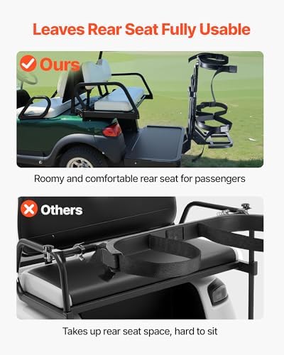 VEVOR Golf Cart Bag Holder, Compatible with Yamaha, EZGO, Club Car Rear Seat Grab Bar, Most Golf Carts, Space-Saving Carbon Steel Bag Holder Bracket