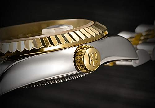 41MM Men's Gold Plated Stainless Steel Waterproof Quartz Watch Luxury Wristwatch with Date Week Display