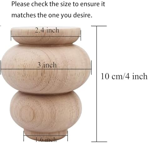 Wood Furniture Legs 4 Inch Sofa Couch Chair Ottoman Loveseat Cabinet Legs Replacement Feet Unfinished Bun Foot Pack of 4