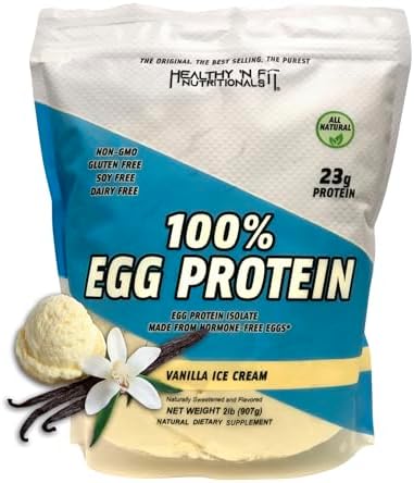 Healthy 'N Fit 100% Egg Protein- Vanilla Ice Cream (2lb): 100% Egg White Protein Plus Natural Peptides. Pure, All Naturally Sweetened Protein
