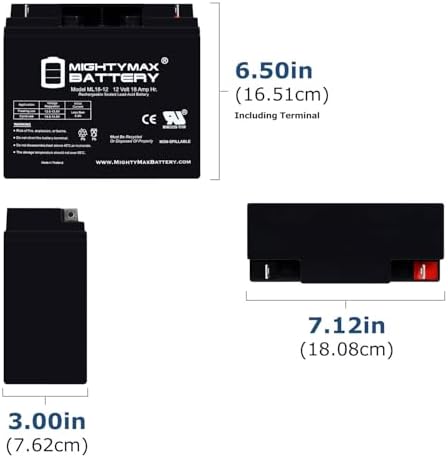 Mighty Max Battery ML18-12 - 12V 18AH New Battery for 90508011 Craftsman Black Lawn Mowers