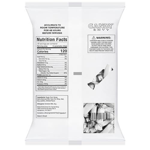 Candy Envy - Individually Wrapped Caramels - White Wrapper - 2 Pound Bulk White Candy