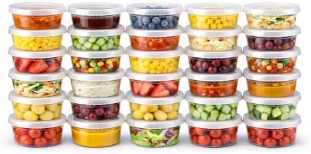 32 oz [20-Pack] Microwavable Plastic Deli Food Storage Containers with Lids