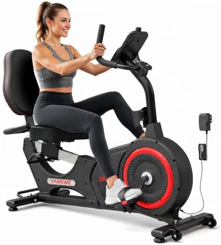 VANSWE Recumbent Exercise Bike for Home Seniors with 450 LB Weight Capacity | Fit 5’1”-6’4”, Bluetooth App Connectivity