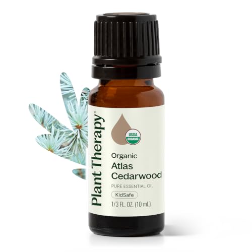 Plant Therapy Atlas Cedarwood Essential Oil 10 mL USDA Certified Organic | 100% Pure and Undiluted, for Essential Oil Diffusers and DIY Skincare