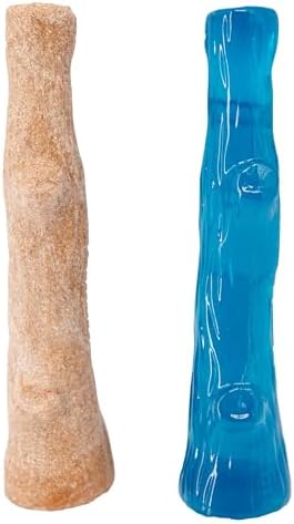 Outward Hound Puppy 2-Pack Dog Chew Toys – Real-Wood Blend Dogwood & Chewy TPE, Moderate Chewers, Small, 5.3"