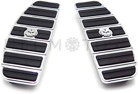 XKH- Motorcycle Chrome Skull Zombie Rider Footboard Insert Kit- Traditional D Shape Compatible with TOURING FLHT FLT FLTR FLHR FLHS SOFTAIL FLSTC