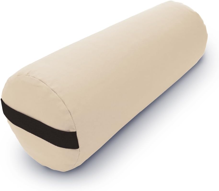 Bean Products Cotton Batting Yoga Bolster - Studio Grade Round or Rectangular Restorative Yoga Pillow for Pilates and Yin Practice - Soft Yet Firm Support with Cotton Cover - Made in The USA