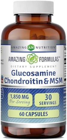 Amazing Formulas Glucosamine Chondroitin & MSM Supplement | 1850 Mg per Serving | 240 Capsules | Non-GMO | Gluten-Free | Made in USA