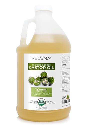 velona USDA Organic Castor Oil - 1 Gallon / 128 fl oz, Cold Pressed