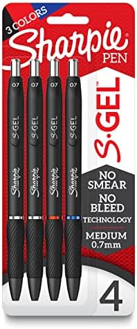 Sharpie S-Gel Gel Pens, Black Barrel, Medium Point (0.7mm), Assorted Ink Colors, 4 Count - Writing, Note-Taking, Journaling, School Supplies