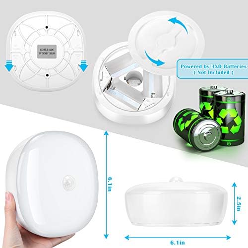 Battery Powered LED Ceiling Light Wireless Motion Sensor Light 300 Lumens 5W for Indoor Outdoor, Closet, Pantry, Stair, Garage, Basement