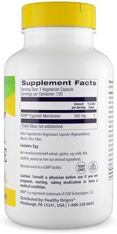 Healthy Origins NEM Eggshell Membrane 500 mg, 30 Veggie Caps