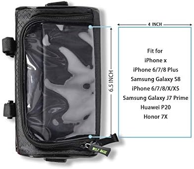 Bike Handlebar Bag, 6 inch Transparent Pouch | Waterproof Phone Cycling Mount Front Bags, Bicycle Storage Bag with Removable Shoulder Stra