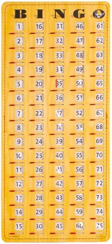 MR CHIPS Large 14.75" L x 6.75" W Jam-Proof Finger Tip Bingo Master Board Card with Large 3/4" Sliding Windows, Thick 5 Ply Cardboard, Gold Rush Style