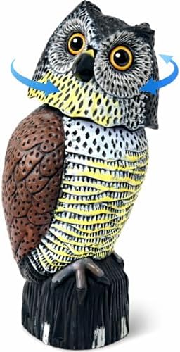 GiftExpress 16" Large Owl Decoy with Rotating Head – Realistic Garden Statue Bird & Squirrel Deterrent