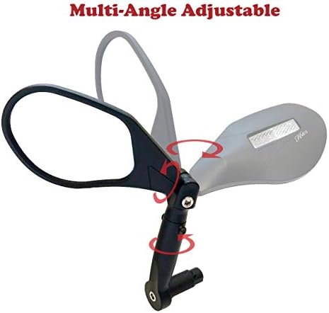 Hafny New Handlebar Bike Mirror, HD,Blast-Resistant, Glass Lens, Reflector (HF-M903LS-FR05 (Bar End Fitting Left Side, Silver Glass))