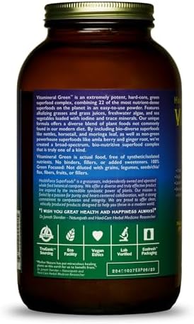 HEALTHFORCE SUPERFOODS Vitamineral Green - Mineral Supplement for Immune & Thyroid Support - Green Powder Supplement with Ingredients from the Land - Gluten-Free & Vegan - 150 Grams