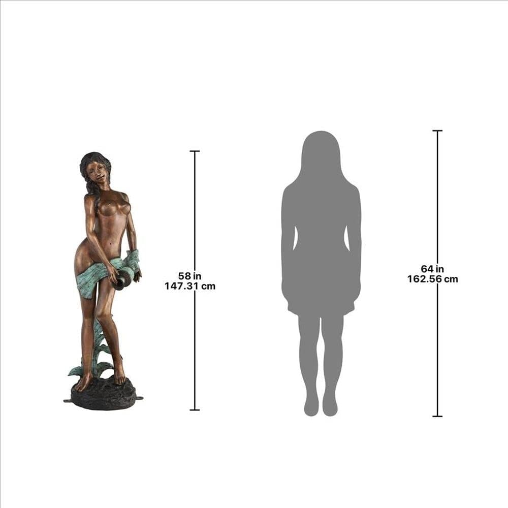 Design Toscano Dione the Divine Greek Water Woman Indoor/Outdoor Garden Statue, Medium, 22 inches tall, Cast Stone Resin, Antique Stone Finish