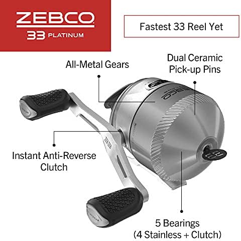 Zebco 33 Platinum Spincast Reel and Fishing Rod Combo, Anti-Reverse Clutch