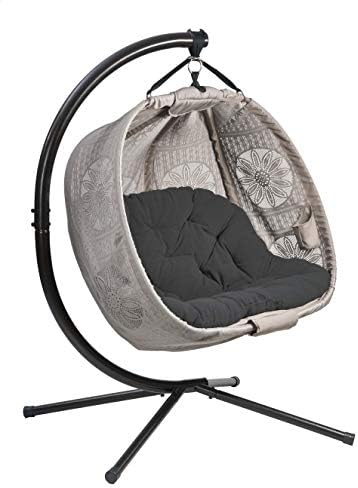 FlowerHouse Hanging Pumpkin Patio Chair - Dreamcatcher Black Cushion