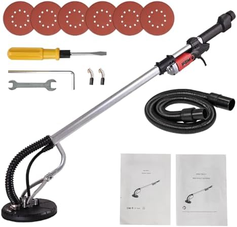 Nouva Power Drywall Sander, Electric Vacuum Sander Variable 6 Speed Adjustment Foldable with 6 Sand Pads