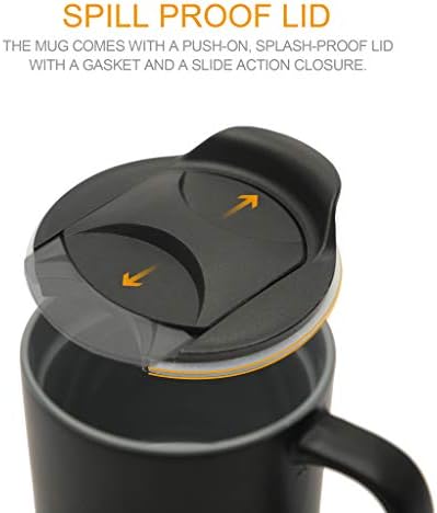 Life's Easy 12 oz Coffee Mug with Insulated Cork Bottom and Push-On Splash-Proof Lid - Black
