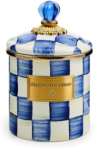 MACKENZIE-CHILDS Enamel Canister, Small, Black-and-White Courtly Check