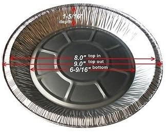 Durable Packaging 9" Aluminum Foil Pie Pan Plate Tin 1-5/16" Deep w/Clear Plastic Dome Lid Cover (Pack of 12)