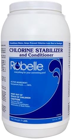 Robelle 7-Pounds Premium Chlorine Stabilizer and Conditioner, Made in USA | Concentrated Cyanuric Acid for Pools, Pool Stabilizer, Helps Chlorine Last Longer, 6 oz raises CYA 10 ppm per 5,000 gallons