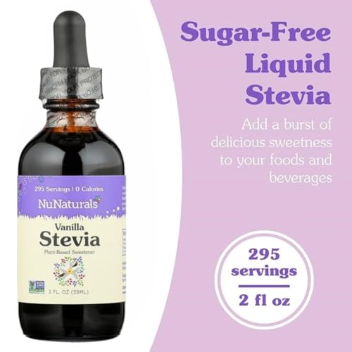 NuNaturals Liquid Stevia Sweetener, Vanilla, 2oz (2-Pack)
