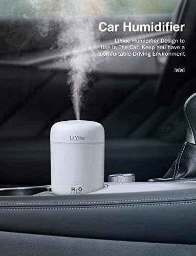 LtYioe Colorful Cool Mini Humidifier, USB Personal Desktop Humidifier for Car, Office Room, Bedroom, etc. Auto Shut-Off, 2 Mist Modes