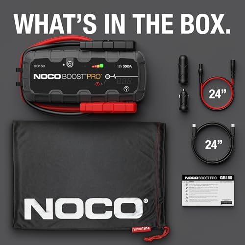 NOCO Boost GB150: 3000A UltraSafe Jump Starter – 12V Lithium Battery Booster Pack, Portable Jump Box