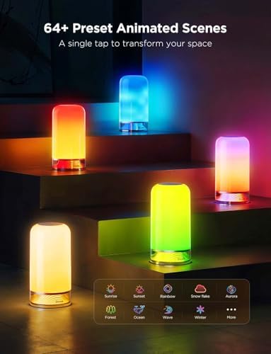 Govee RGBIC Smart Table Lamp 2, Touch Bedside Small Table Lamp (Corded) | LED Desk Lamp Compatible with SmartThings, Matter, Alexa