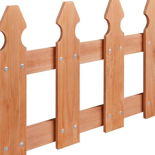 Topeakmart 177.5in Picket Fence for Garden, Wooden Fence Panels,Dark Brown