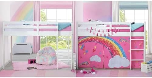 Delta Children Twin Loft Bed with Guardrail and Ladder (Coordinates with Loft Bed Tents Sold Separately), White
