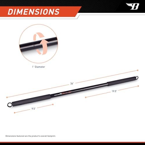 36 Inches Light Weight Resistance Training Straight Bar – Fits All Resistance Bands/Accessories with Carabiners BBEB-020
