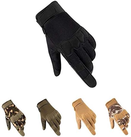 HYCOPROT Full Finger Gloves, Touch Screen Knuckle Protective Breathable Lightweight Outdoor Gloves for Shooting, Hunting, Motorcycling, Climbing