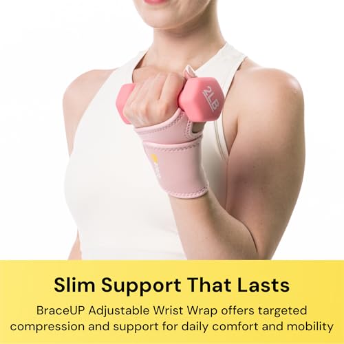BraceUP Adjustable Wrist Wrap for Men and Women - Workouts Wrist Band, Carpal Tunnel Compression Wrist Brace, Tendonitis Wrist Splint, Left Right Hand One Size Adjustable (Black)