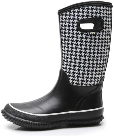 WTW Womens Mid Calf Rain Boots - Waterproof Insulated Neoprene Rubber Boots Mud Outdoor Hunting Garden Boots