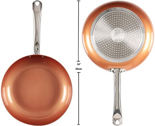 Copper Chef 10 Inch Round Frying Pan With Lid - Skillet with Ceramic Non Stick Coating. Perfect Cookware For Saute And Grill