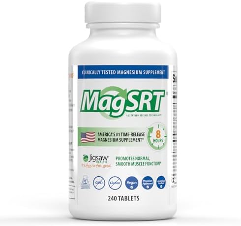 Jigsaw Health MagSRT | Magnesium Supplement with Vitamin B6, Folate & B12 | 240 Tablets | 60 Servings