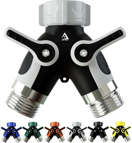 DBR Tech® Hose Splitter 2 Way, Heavy Duty Metal Connector, Two Way Garden Hose Splitter, High Flow Spigot Faucet Bib Adapter