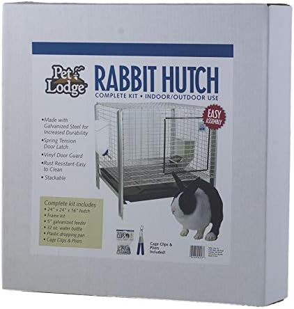 Pet Lodge Rabbit Hutch Complete Kit - Easy to Assemble Housing, Feeder, & Water Bottle Kit for Indoor/Outdoor Rabbit Hutch (Item No. RHCK1)
